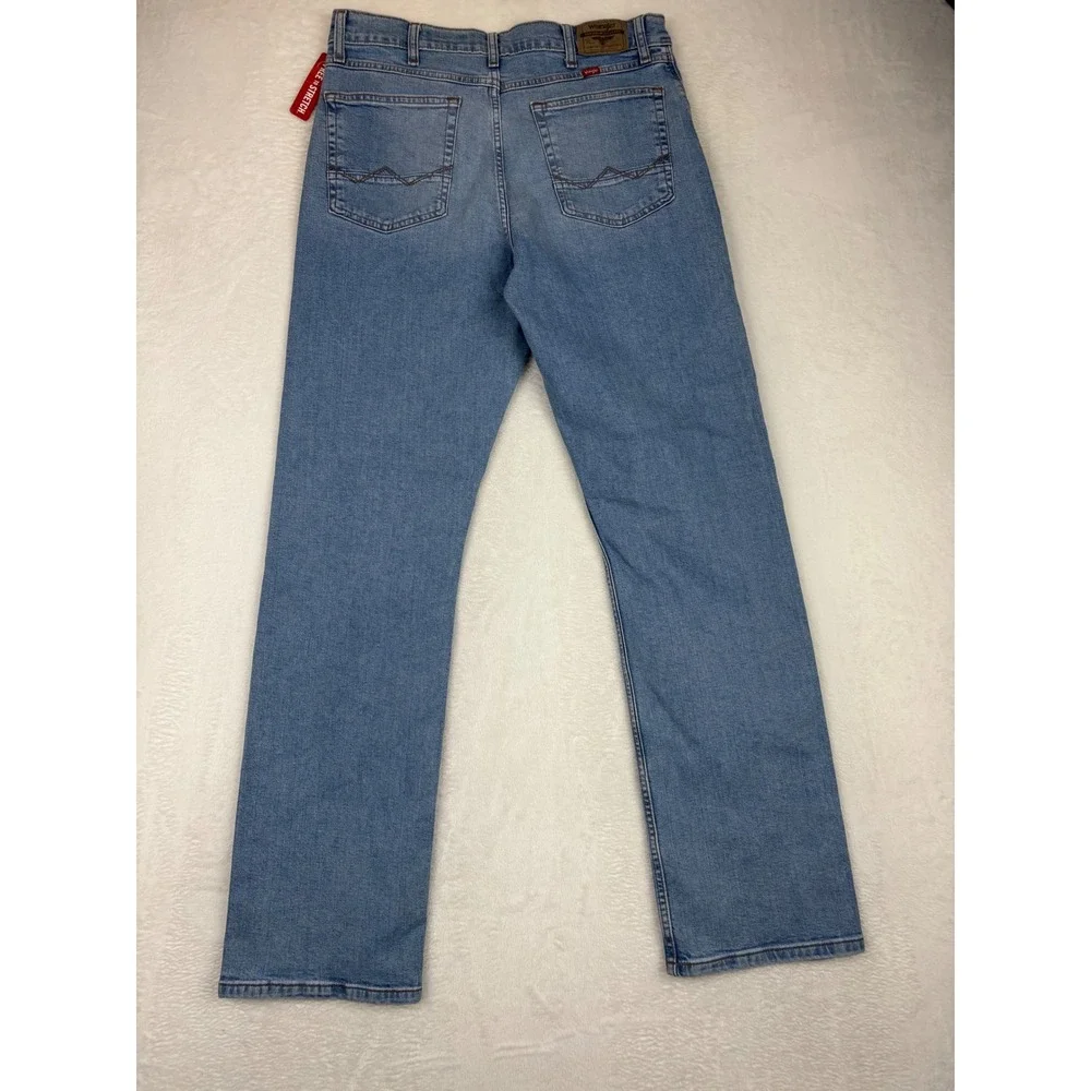 Wrangler Five Star Men's 34x34 Premium Bootcut Jeans Light Blue Washed Workwear